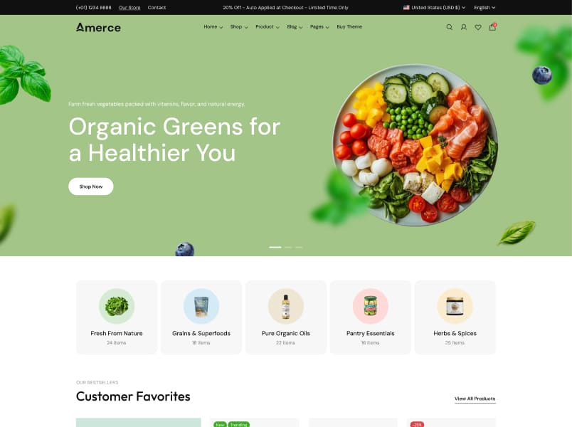 Organic предустановка витрины